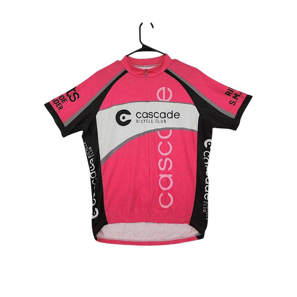 Primal Cycling Jersey sz L Mens Pink Black Full Zip Short Sleeve Bike Top Shirt